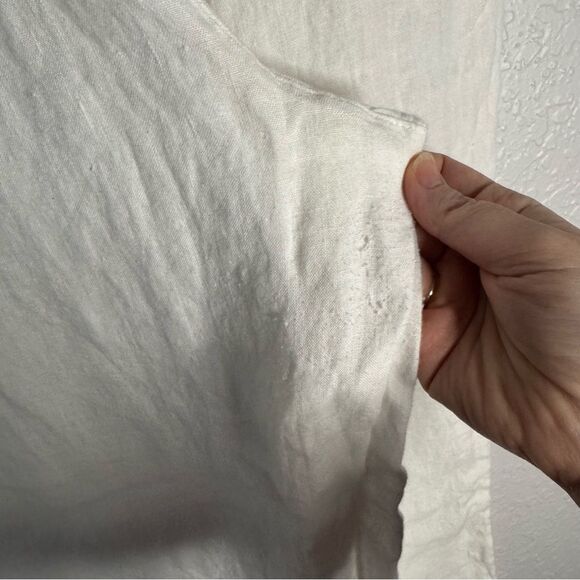 Rachel Roy White Linen Ankle Pant Pockets Elastic Waist Casual Relaxed Size L - Picture 9 of 10